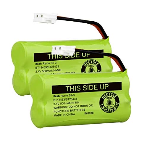 iMah BT18433/BT28433 2.4V 500mAh Ni-MH Cordless Phone Battery, Also Compatible with AT&T BT184342/BT284342 BT8300 BT1011 BT1018 BT1022 BT1031 2SN-AAA55H-S-J1 CS6120 CS6209 CL80109 EL52419, 2-Pack Cover