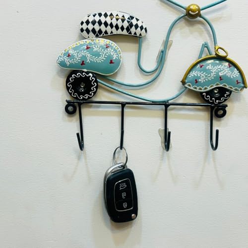 Image of PEDEX - Metal Multipurpose Scooter Key Holder with Hooks Decorative Multicolor Wall Hanger for Keys Decor | Ideal for Entryway, Living Room, Office, Cafe (Each Size 9x7 Inch)