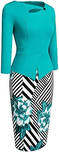 HOMEYEE Women's Elegant Chic Bodycon Formal Dress B288, Gray Pattern+black, Medium : Buy Online at Best Price in KSA
