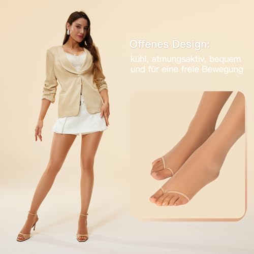 Image of Yilanmy 3 Pairs Toeless Pantyhose for Women, Sheer Tights Without Toes | Ultra Thin Sheer Stockings, Open Toe Nylons for Sandals, Natural and Breathable Fit