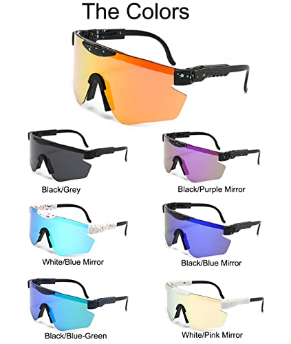 Jovakit Fashion Sports Cycling Polarized Sunglasses For Men Women Outdoor The New Sports Glasses Uv400 Protection Goggles (White/Blue Mirror) #TOP5