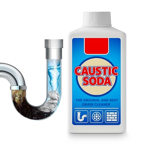 Caustic Soda Drain Unblocker Powder 1kg Professional Strength for Kitchen & Bathroom Sinks - Fast-Acting Pipe Cleaner - Removes Hair, Grease & Blockages