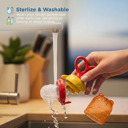 Image of Baybee Silicone Fruit Nibbler & Baby Food Feeder | Baby Teether & Pacifier for 3+ Months Toddlers | Babies Fruit & Food Veggie Teether for Infants | Hygenic & BPA Free Extra Soft Organic- Pacifier