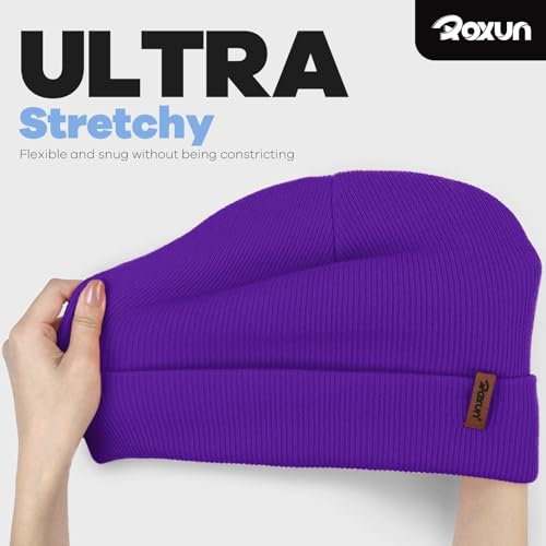 Image of ROXUN Beanie for Men /Women Winter Hat Soft Warm Unisex Skull Stocking Cap | cuffed beanie,stretch-knit fit ,suits daily wear,hiking, skiing cycling