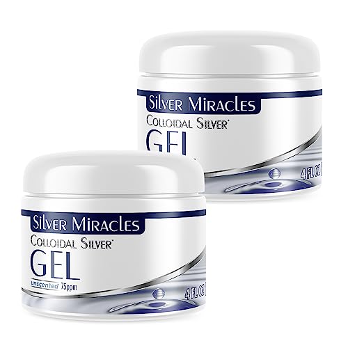 Silver Miracles Colloidal Silver Gel - Nano Silver Gel Wound Care - Healing Ointment for Burns & Irritated Skin - 4 Oz Unscented - Two Pack