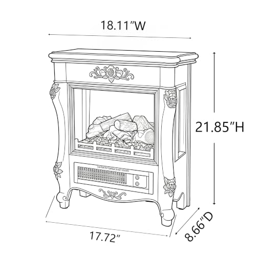Image of FESTIVITY 18 inch Electric Stove Fireplace, 1500W Thermostat with 5100 BTU Heat Output, Adjustable Flame & Brightness Levels, Portable Electric Fireplace for Bedroom & Living Room-Black & Gold