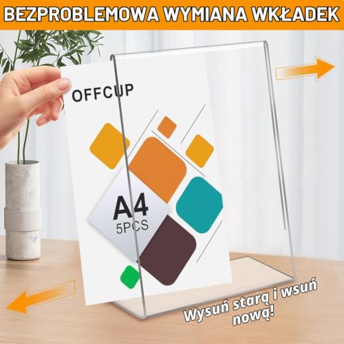 OFFCUP A4 akrylowy stojak na wyświetlacz, 5 sztuk akrylowy stojak stołowy