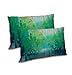 RADANYA Abstrakcyjny zestaw poszewek na poduszkę z satynowej poduszki, prostokątna poszewka na poduszkę – zielona, 12 x 38 cali