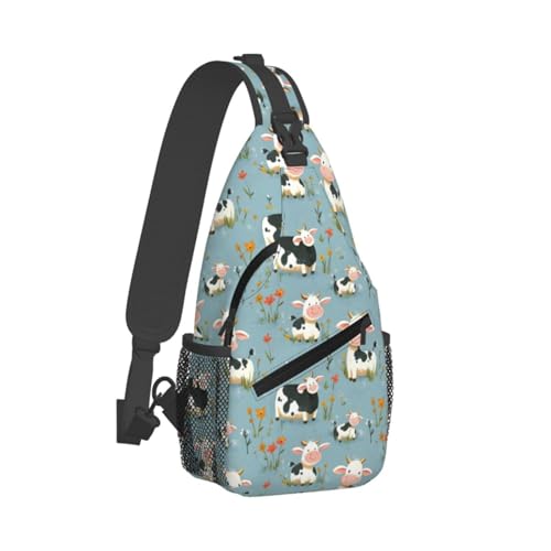 Sac imprimé vache floral compact et robuste pour homme et femme