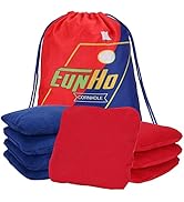 EunHo Dual Sided Cornhole Bags Set of 8 Regulation Professional Size (6×6 in)/Weight (16 oz), Sti...
