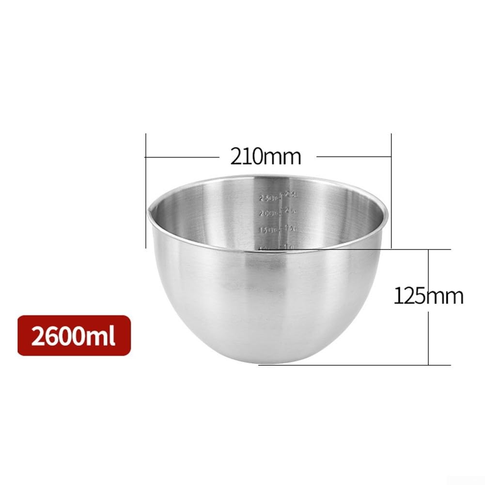 Zestaw misek do mieszania ze stali nierdzewnej, miski kuchenne, 25 cm, srebrne, nadają się do mycia w zmywarce, miski do przygotowywania i serwowania do pieczenia, mieszania, przygotowywania