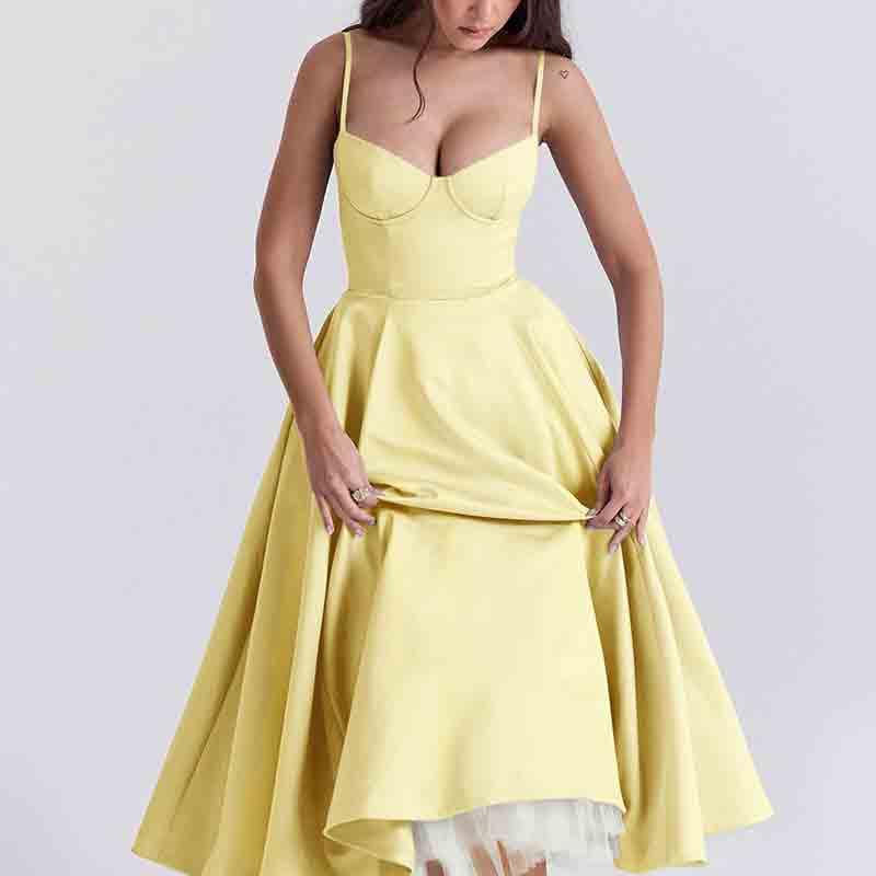 Women's Princess Dress French mesh Large Swing Double-Layer Suspender Dress Slim fit Skirt2