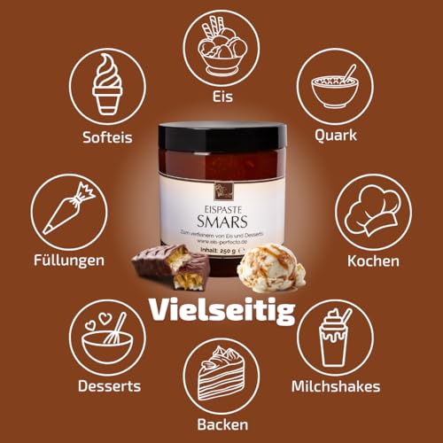 SMARS Eispaste │ Schokoladiger Genuss mit Karamell und Nougat │ MEGA GESCHMACK │ Verfeinere dein Eis, Desserts, Getränke uvm mit einer extra Portion Geschmack │ Inhalt 250 g – Bild 5