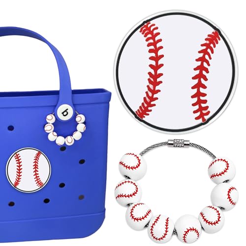 Sports Charms for Bogg Bag Insert - Decorative Baseball, Football, Basketball Charms for All Models - Wooden Beads Charm Set for Bogg Accessories