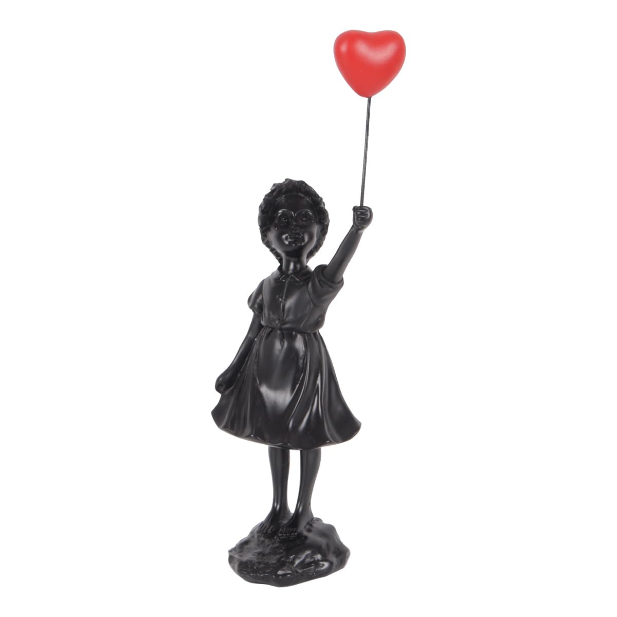 Alide Cute Girl with Balloon Resin Sculpture Figure Statue for Home Decor,Statue Girl with Red Heart Balloon Figurine Modern Art Sculpture for Table Bookshelf Decor