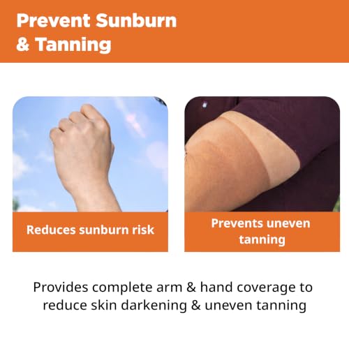 Image of FOVERA UV Sun Protection Arm Sleeves with Thumb Loop for Men & Women - UPF 50+ Cooling Hand Cover for Biking, Cricket, Driving & Cycling - Tan Protection Guard