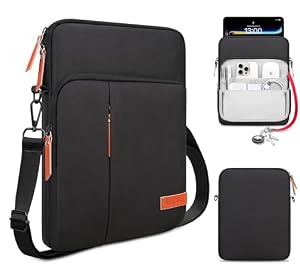 Lacdo Tablet Tasche Schutzhülle mit Schultergurt für 11 Zoll iPad A16, 11" iPad Air M4 M3 M2, 11" iPad Pro M5 M4, 10.9" iPad, 10.2" ipad, 10.9" iPad Air, 10.5" iPad Pro, 11" Galaxy Tab A9+, Schwarz