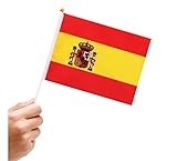 ZZ DISFRAZZES | Banderín de España con Mango de 14x21 cm (Artículo sin talla)