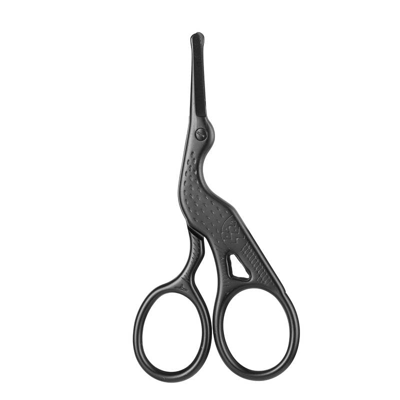 Tijeras de acero inoxidable para pelo facial con punta redonda - Recortadora de precisión para cejas, oído, bigote, nariz y barba - Aseo personal seguro, ligero y portátil - Negro