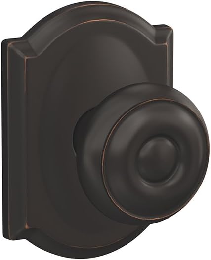 Schlage Custom FC172 GEO 619 ALD Georgian Non-Turning Knob with Alden Trim, Satin Nickel