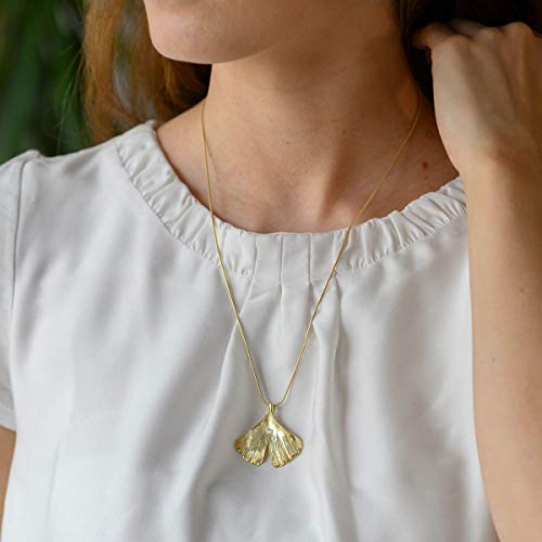 MATERIA Kettenanhänger Ginko Blatt Gold 925 Sterling Silber vergoldet KA-277-Gold_ohne Kette