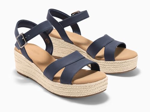 Image of Coutgo Womens Wedge Platform Sandals Espadrille Heels Open Toe Buckle Ankle Strap Summer Shoes