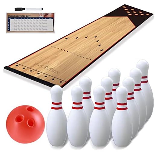 Mini Kids Bowling Set – Bowling Pins & Ball Game Set – Full Bowling Alley Games Toys & Score Cardfor Kid Age 5+ & Adult – Home Indoor Outdoor Backyard Lawn Yard (10 Pins, 1 Ball, 1 Lane Mat)