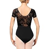 Bloch Trikot - Eliana kurzer. Arm, Oben Mesh Floral Black P