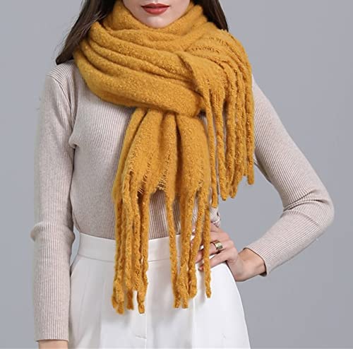 Warm Scarf Wrap, Ladies Scarves Imitation Cashmere Long Solid Shawl Tassel Winter Women Men Clothes Accessories Gift3