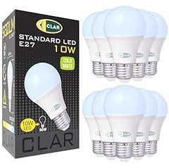 CLAR - Lampadina LED E27 10W, Luce Fredda 6000K, Equivalente 80W, (Pack 10)