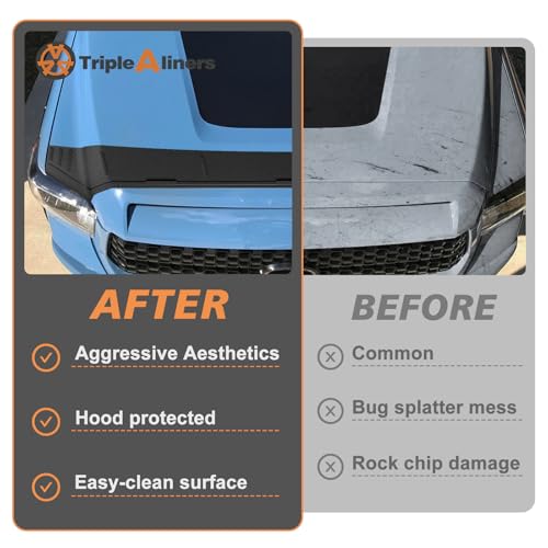 Image of TripleAliners Hood Bug Deflector Protector for 2014-2021 Toyota Tundra | Hood Protector, Bug Deflector Shield Replacement, Flexible TPE Material, Easy to Install, Upgraded adhesion
