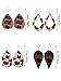 20 Pieces Leather Earrings for Women Petal Leopard Print Earrings Teardrop Dangle Earrings