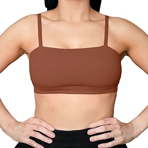 Aoxjox Women's Workout Bandeau Sports Bras Taining Fitness Running Yoga Crop Tank Top (Dandelion Brown, Medium) #TOP28