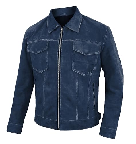 LP-FACON Mens Suede Trucker Jacket - Classic Western Style, Soft Genuine Suede Leather, Casual Lightweight Outerwear4
