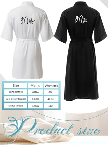 Image of Jecery 2 Pcs Satin His and Hers Robes Set Mr. Mrs. Silk Matching Robe for Couples Women Man Wedding Engagement Bridal Gift