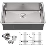 Hykolity 30-inch Undermount Kitchen Sink, 16 Gauge Single Bowl Stainless Steel Kitchen Sink with Str
