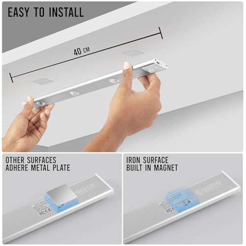 Image of FLYNGO Motion Sensor Under Cabinet LED Light, 3 Color Modes Closet Light with Stepless Dimming for Kitchen, Cabinet, Wardrobe, Bedroom, Cupboard (40CM - Pack of 1)