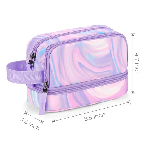 Image of Choco Mocha Purple Pencil Case for Girls, Large Soft Zipper Pencil Pouch for Teen Girls, Pencil Bag for Kids Girl with 3 Compartments, Liquid Purple
