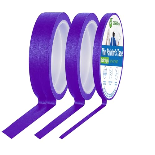 Image of EDSRDRUS Thin Painters Tape 1 /8, 1 /4, 1 /2,3 /4,1 inch Width 40 Yard Painter Tape Paint Tape Masking Tape, for DIY, Crafts and Art Paint Big Projects (Purple, 1 /4 inch+1 /2 inch+3 /4 inch x 3 Rolls)