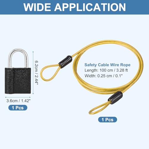 Cable de seguridad de acero con candado PATIKIL de 1 metro loop doble bucle 2