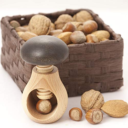 Neustanlo Lot de 3 casse-noix en bois de hêtre avec filetage Cover