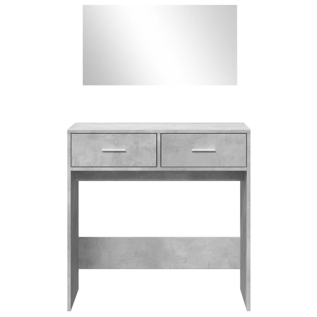 Schminktisch mit Spiegel Betongrau 80x39x80 cm Holzwerkstoff moderner Schminktisch mit Stauraum und Glasplatte für Kosmetik und Make-up im minimalistischen Design