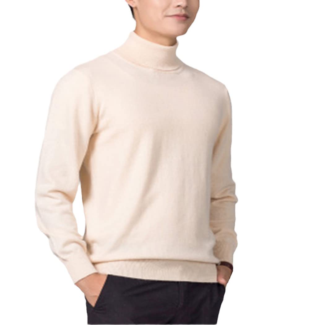 YIOLEAMP Jersey de cuello alto de algodón de mezcla de cachemira jersey de hombre