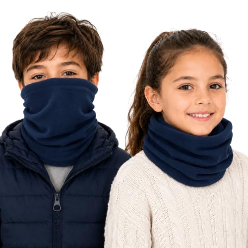 Image of Octave® Winter Neck Warmer For Kids, Multifunctional Fleece Neck Gaiter Face Covering Mask Snood Scarf For Boy and Girls Cycling and Outdoor Sport (Navy)