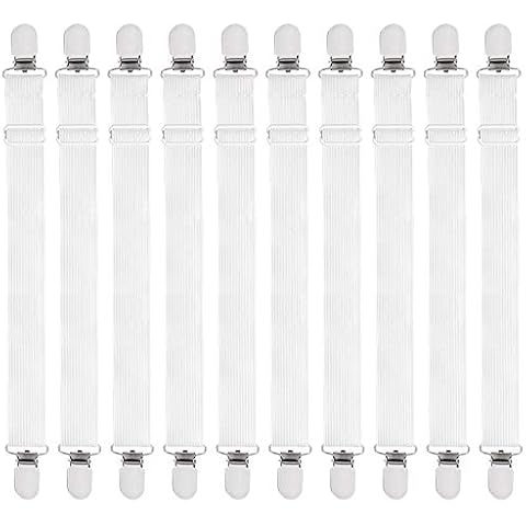 SPTwj 10 Pack Bed Sheet Fasteners Clips Adjustable Elastic Bed Corner Holder Strap Sofa Clamp Tablecloth Clips Ironing Cover Fasteners White Cover