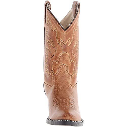 OLD WEST Kid's Boots Unisex-Child J Toe Leather Embroidered Western Boots, Tan Canyon, 11 D2