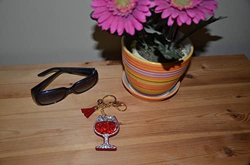 Popfizzy Bling Wine Glass Keychain Key Fob Backpack Or Purse Charm Fun Decorative Accessory #TOP1