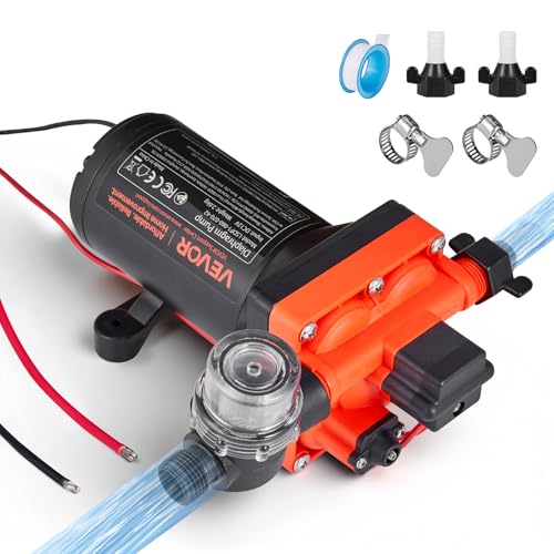 VEVOR RV Water Pump, 12V DC 6 GPM (22.7 L/min), 4-Chamber Self-Priming Diaphragm Water Pump with Automatic Pressure Switch, 70 PSI Max Pressure, On Demand for RV, Caravan, Marine, Yacht, Car Washing
