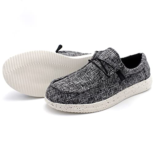 Mens Hola Canvas Upper Fashion Slip On Black Woolen Loafers3