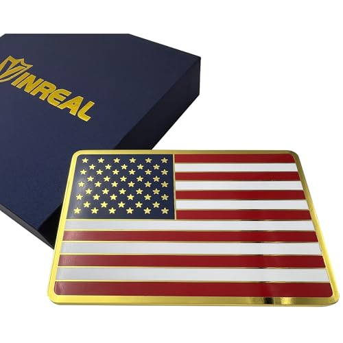 Imán decorativo metal bandera EE. UU. con esmalte y caja